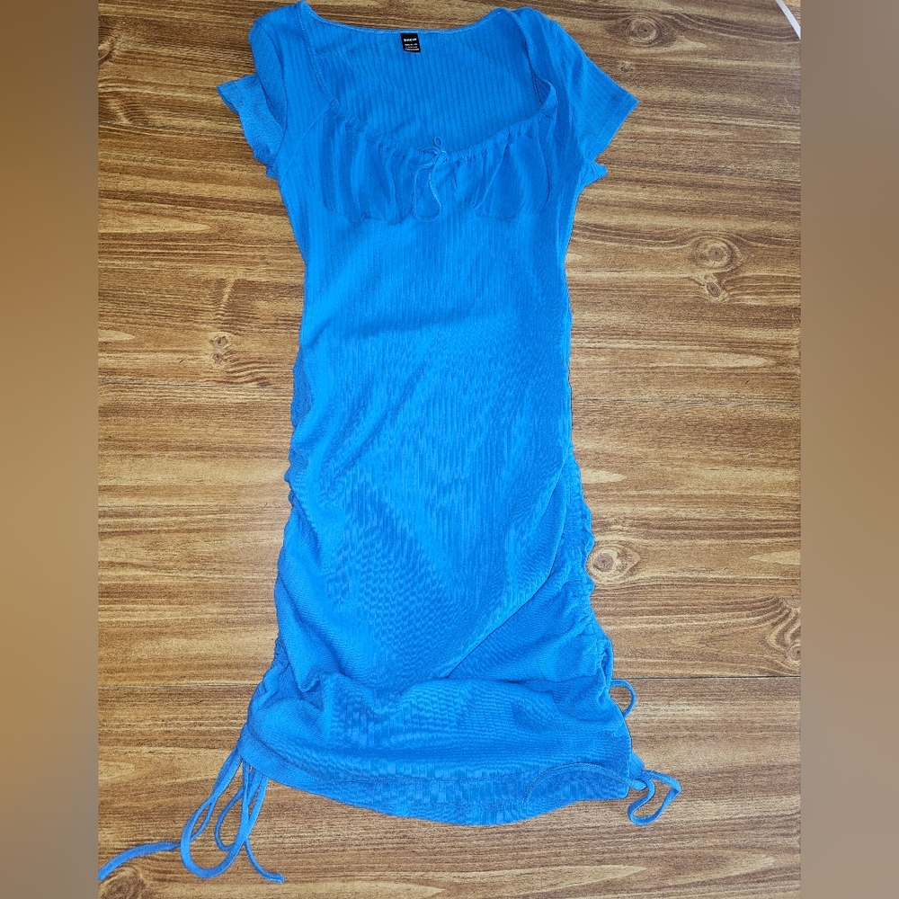 Blue cinch dress, Shein, USED